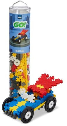 Plus-Plus 9604259 Geniales Konstruktionsspielzeug, GO! Auto Kreativ-Bausteine Tube, 200 Teile, Hero Car, Mini