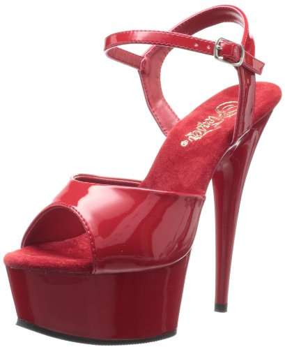 Pleaser DELIGHT-609, Damen Plateau Sandalen, Rot (Rot (Red Pat/Red)), 43 EU (10 Damen UK) (13 M US)