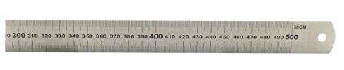 hedue® Stahllineal 500mm - Stahlmaßstab mit Millimeterskala, rostfreies Edelstahl Metall Lineal, robustes Metalllineal 50cm