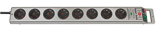 Brennenstuhl 80411236902 4er Set Super-Solid Überspannungsschutz-Steckdosenleiste 8-Fach Silber mit Schalter, 1153340318, 4 Stück