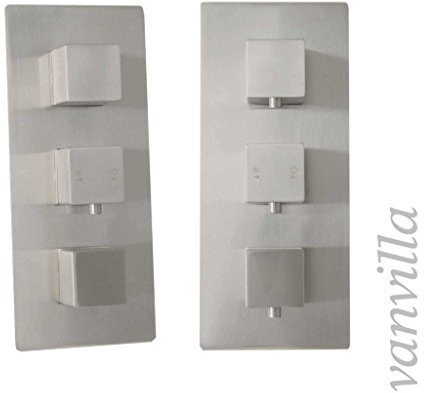 vanvilla 3-Wege Design Thermostat Unterputz Armatur Duscharmatur, Edelstahl gebürstet SL0105(07) W