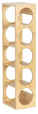 woodluv Bamboo Stackable Slimline Wine Rack, Free Standing, Horizontal Holder for Wine Bottles, Space-Saving, Durable, Wine Storage Solution - Natural