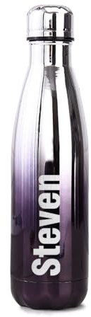 Personalised Insulated Water Bottle Vacuum Flask | Stainless Steel | 12 Hours Hot & 24 Hours Cold | Gifts of Fathers Day Christmas | 500ML / 17oz | Bottles for Hiking Outdoor(Silver-Black)