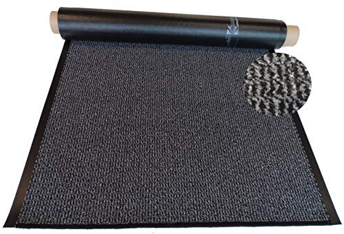 MERTEX Schmutzfangläufer Meterware 90 cm grau-schwarz meliert- Schnittkanten gekettelt (90 x 1000 cm, grau)