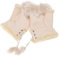 ZLYC Damen Winter Warme Kunstpelz Halbfinger Handschuhe Fingerlose Fäustlinge(Beige)