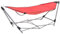 Tidyard Hängematte mit faltbarem Ständer Schaukelstuhl Zusammenklappbar Stahlrahmen Tragbar Klapphängematte 241 x 76 x 70 cm Rot für Garten oder Camping