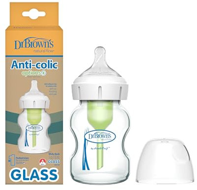 Dr. Brown's Natural Flow Options+ Anti-Kolik-Babyflasche, Weithals, 150 ml