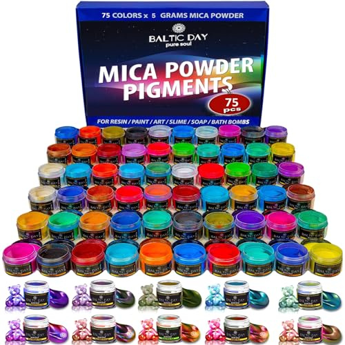 Mica-Pulver,30 Farben wiederverschließbare Gläser [300g/10.58oz] Set,Epoxidharz Coloring Dye,Kosmetik Grade Pigment,Perlenfarbe für Schleim, Badekugeln, Seife, Lippenbalsam, Tumbler, Polymerton