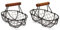 CVHOMEDECO. Cestas ovaladas para Huevos de Alambre de gallinero Cestas de recolección de óxido con asa de Madera Cestas de almacenaje de Estilo Country Vintage. Juego de 2