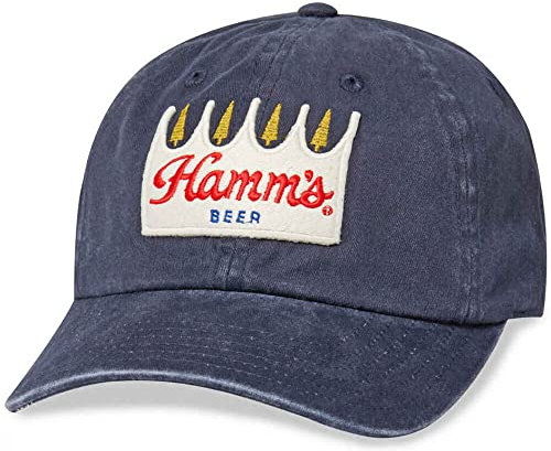 AMERICAN NEEDLE Hamm's Beer Raglan-Hut, verstellbarer Strapback, Marineblau, Marineblau, Einheitsgröße