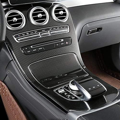 HIGH FLYING für C Klasse W205 2015-2018, Kombi S205 2015-2018 Mittelkonsole Dekor ABS Kunststoff Kohlefaserfarbe (ohne die Uhr)