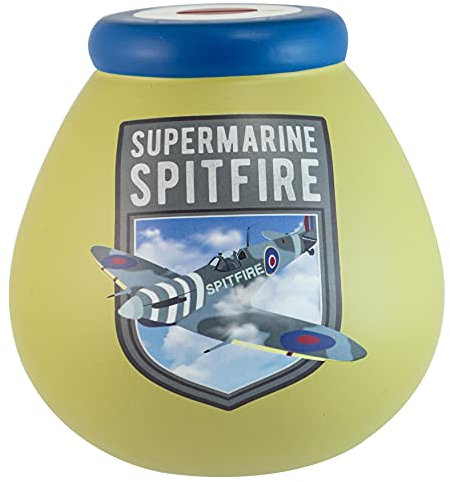 Pot of Dreams Hand Painted Supermarine Spitfire Save And Smash Handcrafted Green Color Ceramic Money Box Piggy Bank | Perfect Decorative Gift and Saving for New Toys & RC Plane