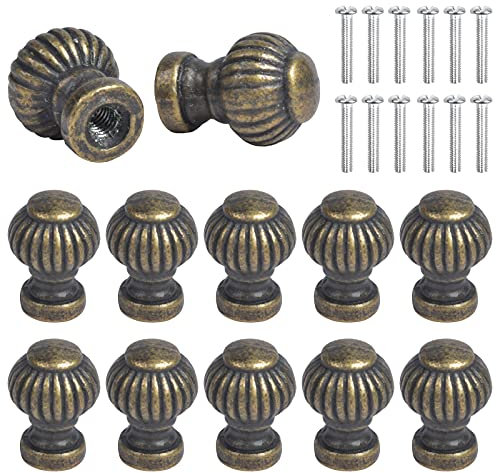 Chstarina 12 Stück Mini Schubladenknöpfe Bronze Möbelgriff Moebelknauf Vintage Schubladengriffe Antik Kommoden Knöpfe mit Schraube für Schrank Schublade Schmuckschatullen