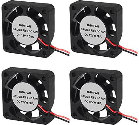 4PCS 3D Printer Cooling Fan 40mmx40mmx10mm Oil Bearing Blower Fan DC 12V Brushless Cooling Fan with 2 Pin Terminal for Hotend Extruder Heatsinks Makerbot MK7 MK8 CPU Chip