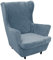 2 Stück Samt Plüsch Stretch Sesselbezug Ohrensessel Schonbezug Ohrensesselbezuga Möbelbezüge Für Sessel Stühle Wohnzimmer (Gray Blue)