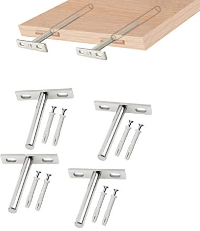Staffa a T Nascosta Scaffale Nascosto Supporto Flottante Staffe Reggimensola Invisibile per Adatto Mensola Mensola Retrattile con Viti Decorazione Della Parete Mensola per Mobili 4 Pezzi 76 mm