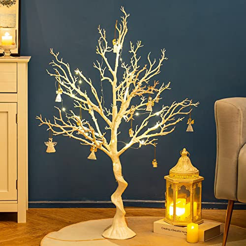Sziqiqi Arbre Artificiel Blanc de 1 m de Haut, Faux Arbre Manzanita décoratif pour Centre de Table, fête de Mariage, Anniversaire, Jardin, décorations de Noël