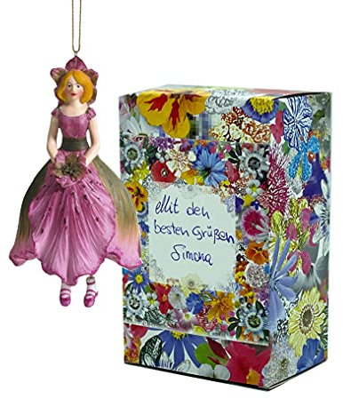 Blumen-Mädchen Christrose zum Hängen Elfen-Dekofigur Flower Fairy Figur Blumenfigur Skulptur Blumenkinder in Geschenk-Box