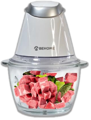 BEHOME Tritatutto Elettrico da Cucina | Tritacarne e verdure capacità 1L doppia lama in acciaio 300W per Carne, Verdure, Formaggio, Pesto