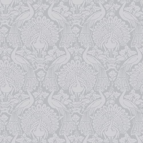 Laura Ashley Peacock Damask Pale Slate Vliestapete 10mx52cm | Tapeten Wohnzimmer, Wandverkleidung | Einfach anzubringen und zu EntfernenPale Slate 1005 x 52