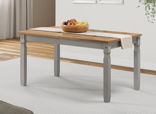 Corona Grey Wax 5'0 Dining Table Solid Wood Pine Wooden Painted Kitchen Shabby Chic Mexican Style 76cm High 152cm Wide 92cm Deep