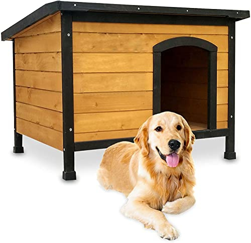 Niche Chien Bois pin Haute qualité avec Toit ouvrant Carlo- Idéal pour l'extérieur 3 Tailles au Choix (Carlo L)