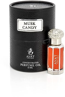AYAT PERFUMES – Musc Huile Parfumée MUSK CANDY Attar Extrait de Parfum Sans Alcool 12 ml – Senteur Arabian Parfum Oriental pour Femme & Homme Longue Tenue – Jolie Bouteille Fabriquée à Dubaï