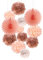 Roségold Deko 12pcs Pompons Rose Gold Seidenpapier Pompoms Geburtstagsdeko Papier Fächer Rosa Pom Poms Set für Party Mädchen