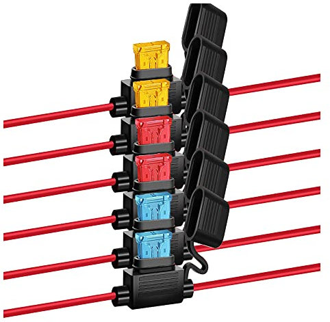 GUUZI Lot de 6 Porte-Fusibles ATC/ATO 16 AWG 32V/20A avec Fusible Moyen pour Voiture, Camion, Automobile, Marine, Industriel et Camping-Car