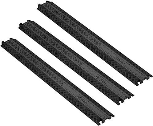 VEVOR Passe Câble Sol Lot de 3 Cache Câbles Capacité de Charge 907 kg Rampe de Protection Fils Électriques Robuste 100x13x2 cm Canal 4x1,3 cm pour Maison, Intérieur, Extérieur, Bureau, Entrepôt, École