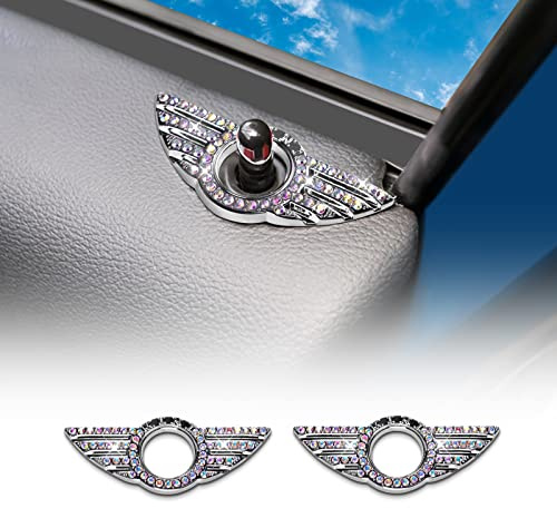 KUNGKIC 2Pcs Car Wing Emblem Rings Sticker Door Lock Pin Knobs Cover Decoration Accessory Auto Inner Parts for MINI Clubman Cooper Convertible R55 R56 R57 Cars Door Lock Logo Interior Trim (Type C)
