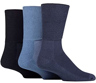 IOMI SOCKSHOP Footnurse Men’s and Ladies’ Bamboo Cushioned Foot Diabetic Socks, Variety of Colours and Unisex Sizes, Soft, Seamless and Stretchy, Multipack of 3 Pairs