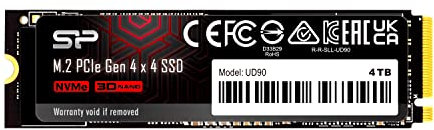 Silicon Power 4TB UD90 NVMe 4.0 Gen4 PCIe M.2 SSD R/W up to 5,000/4,500 MB/s (SP04KGBP44UD9005)