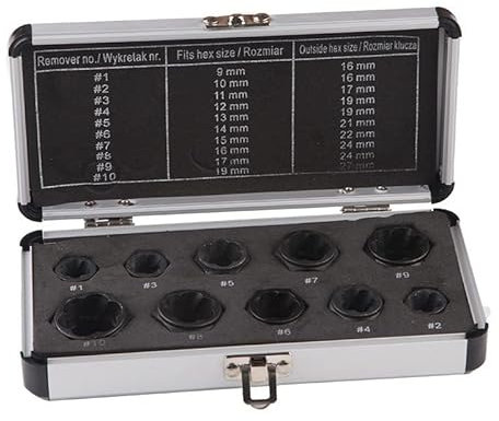 10 PCS Nut Remover Impact Nut Extractor Set, Bolt Extractor Socket Wrenches Tool for Removing Damaged, Rusted, Rounded-Off Bolts, Nuts & Screws (One Size 10PCS Short)