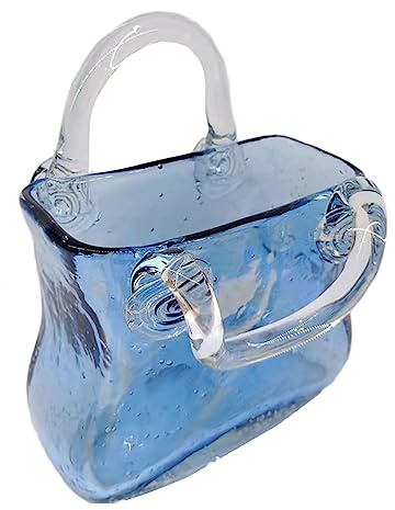Handtasche Blumenvase, Bubble Handtasche Blumenvase Glasvase Taschenform Glas Vase Tasche, FüR Heimdekoration Dekoration,Style2-Blue