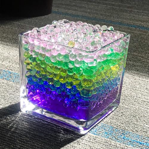 BONBOM Water Beads 6 Colours for Vase Fillers, Plants and Home Decoration (60g/12000 Pieces, Purple, Transparent, Green, Blue, Yellow, Pink).