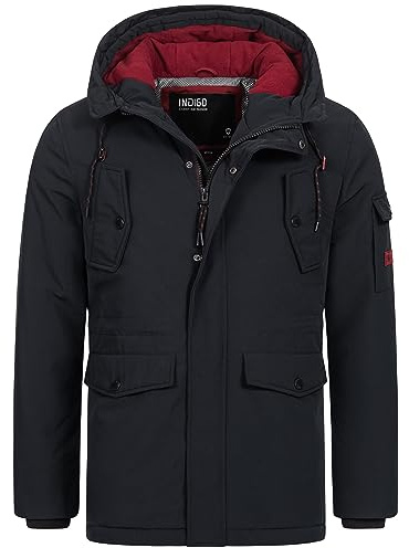 Indicode Herren Ocala Herrenmantel mit verdeckter Knopfleiste | Wintermantel für Männer Black, L