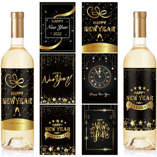 haweeli 24 Etiquetas para Botellas de Navidad – Etiquetas Personalizadas Botella Vino Autoadhesivas para Vino espumoso