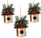 3Pcs Gold Sequin Birdhouse 10x11cm - Christmas Tree Hanging Decorations Festive Decorative Ornaments Fairy Tale Themed Xmas Tree Pendant