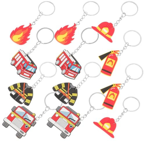 EXCEART 12st Feuerwehrmann-schlüsselanhänger Feuerwehr-schlüsselanhänger Schlüsselanhänger-anhänger Feuerwehrmann-tag Partygeschenke Für Feuerwehrautos Plastik Ornament Charme Kind