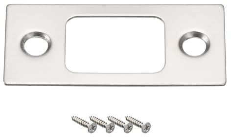 sourcing map Door Strike Plate, 57mm x 25.5mm 201 Stainless Steel Latch Deadbolt Strike Plate for Door Frame Door Jamb, Silver