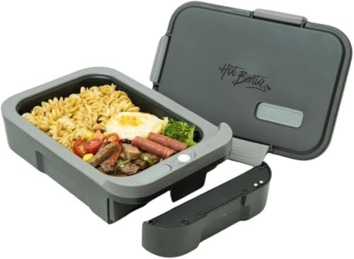 Hot Bento PLUS – Fiambrera Eléctrica Inalámbrica, Calienta Comida en 10 Minutos, Batería Extraíble, Tupper Eléctrico 100% Portátil para Trabajo, Oficina, Colegio o Viajes - Capacidad 994 ml - Negro