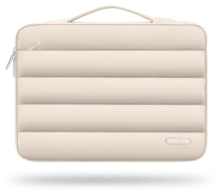 MOSISO 360 Protector Funda Portátil 15 a 15,6 Pulgadas, 16 Pulgadas Puffy Llevar Laptop Compatible con MacBook Pro 16, HP, DELL, ASUS, Acer, Lenovo, Vertical Pólister Side Open Bolsa con Asa,Arena
