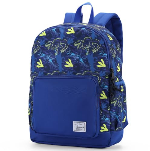 VASCHY Kinderrucksack, Niedlich Rucksack Wasserabweisend Vorschule Kinder Kindergarten Kleinkind Schul Rucksack Jungen mit Brustgurt Blau Dinosaurier