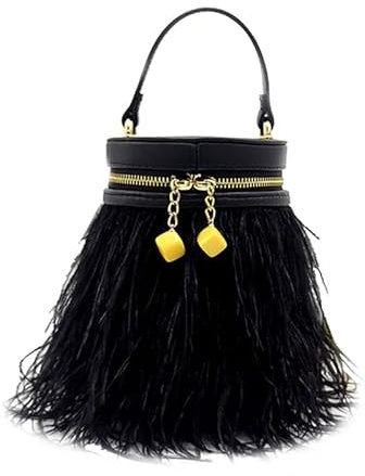 MOISTRI Feder Clutch Perlentasche mit kurzem Geldbörsenriemen Abschlussball Geldbörsen und Handtaschen Umhängetasche für den Abend für die Party Schwarz
