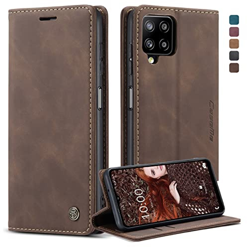 owlhold Coque Samsung Galaxy A12/M12, Housse Antichoc en Cuir PU Premium Fentes Cartes Etui Pochette de Portefeuille avec Fonction Support Case à Rabat pour Samsung Galaxy A12/M12 - Café