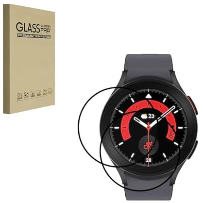 Diseño de paquete de 2 para protector de pantalla Fitbit Galaxy Watch 5 Pro (45 mm), protección premium de PMMA, película transparente como el cristal [no vidrio], antiarañazos, autorreparable