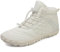 FlexEase Barefoot Bottes de Neige Homme Femme Chaussures Pieds Nus Chaussures Chaudes d'hiver Bottines Doublées de Fourrure White36EU