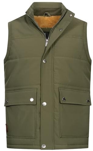 Indicode Herren INBellmil gefütterte Steppweste mit Reißverschluss und Stehkragen | Markenweste für Männer Army, XL