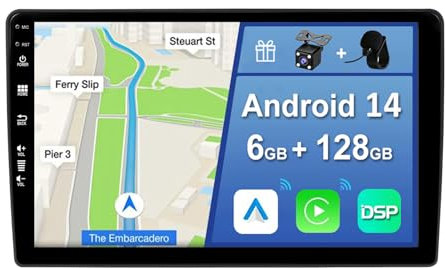 YUNTX [6GB+128GB] Android 14 Autoradio für Ford Transit 350 2002-2021-[Integriertes CarPlay/Android Auto/DSP/GPS]-10.1 Zoll IPS Screen-DAB/Mirror Link/Bluetooth 5.0/360 Kamera